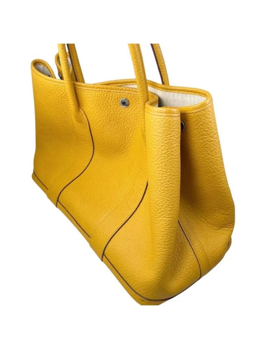 Hermes Tote Bag Garden Party PM Negonda Jaune Ambre Yellow Silver